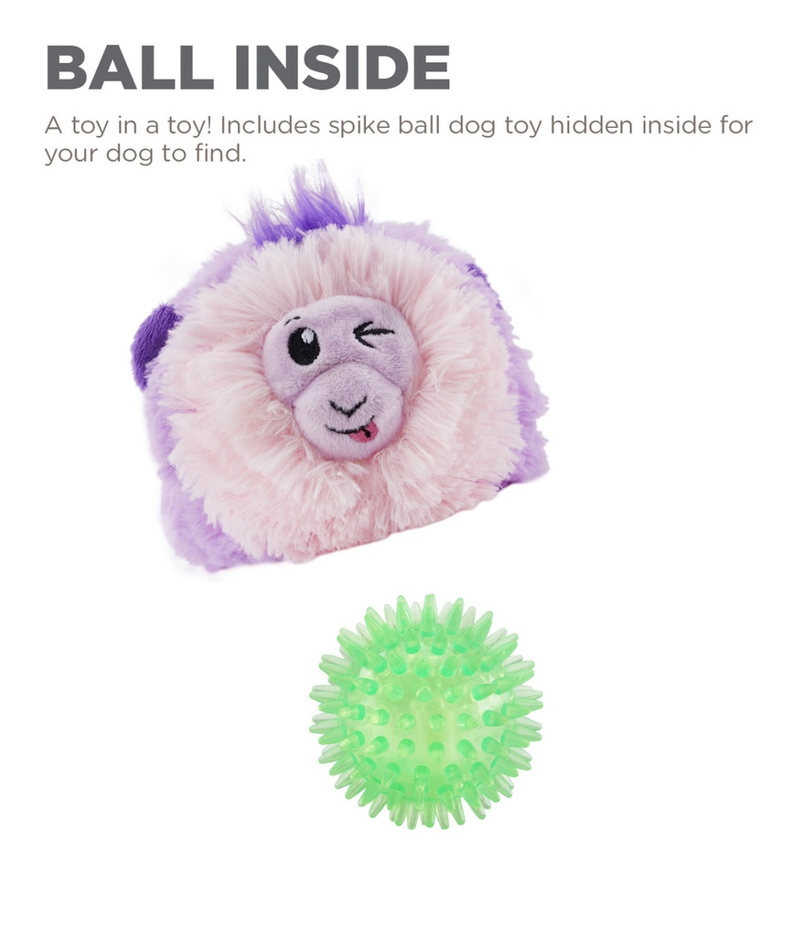 OUTWARD HOUND Reversi-Balls Spike Ball Dog Toy Purple Monkey