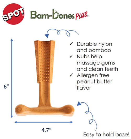 ETHICAL/SPOT Bambone+ Bone 6" Peanut Butter