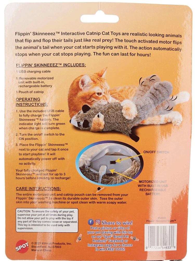 SKINNEEEZ Flippin' Raccoon Cat Toy 15"