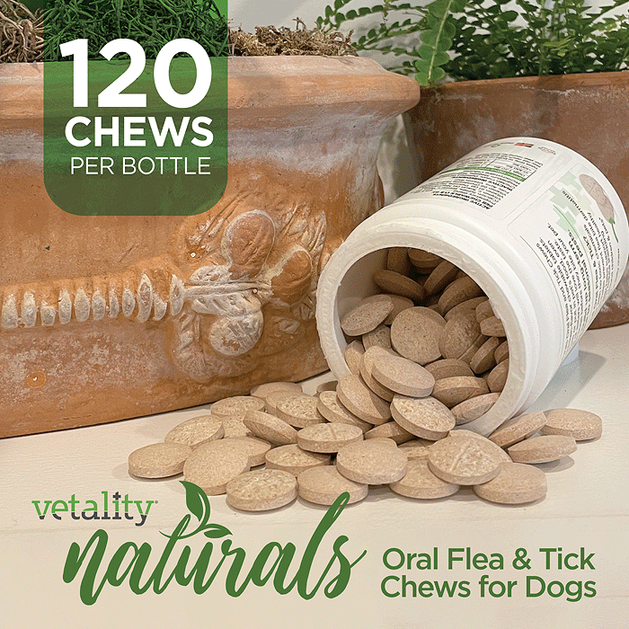 VETALITY Naturals Oral Flea & Tick Chews for Dogs 120 ct