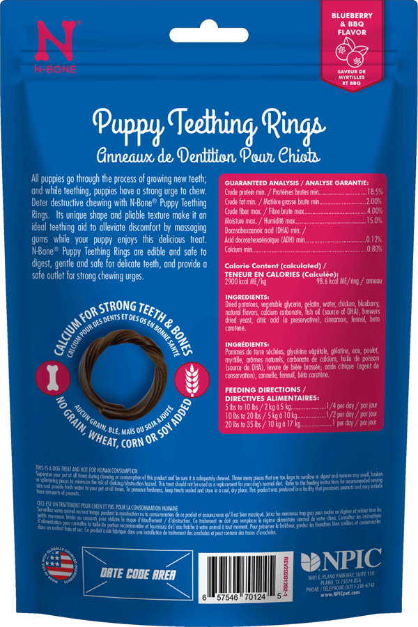 N-BONE Puppy Teething Rings Grain-Free Blueberry & BBQ