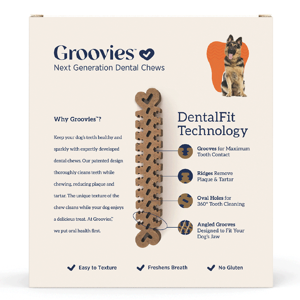 GROOVIES Dog Dental Chew Gravity Box X-Large 12ct