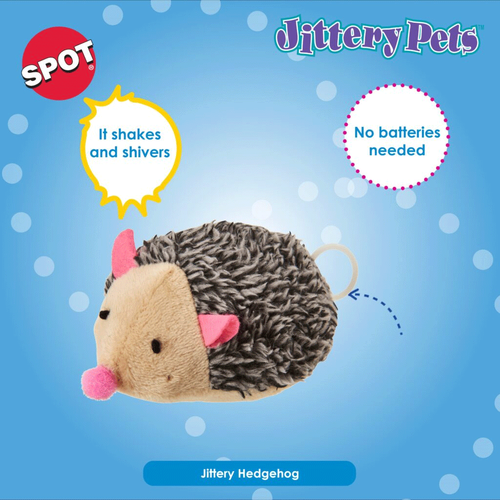 SPOT Plush Jittery Hedgehog 3" Cat Toy