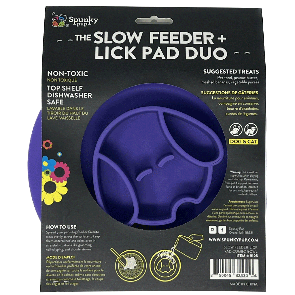 SPUNKY PUP Slow Feeder & Lick Pad Duo Combo Bowl