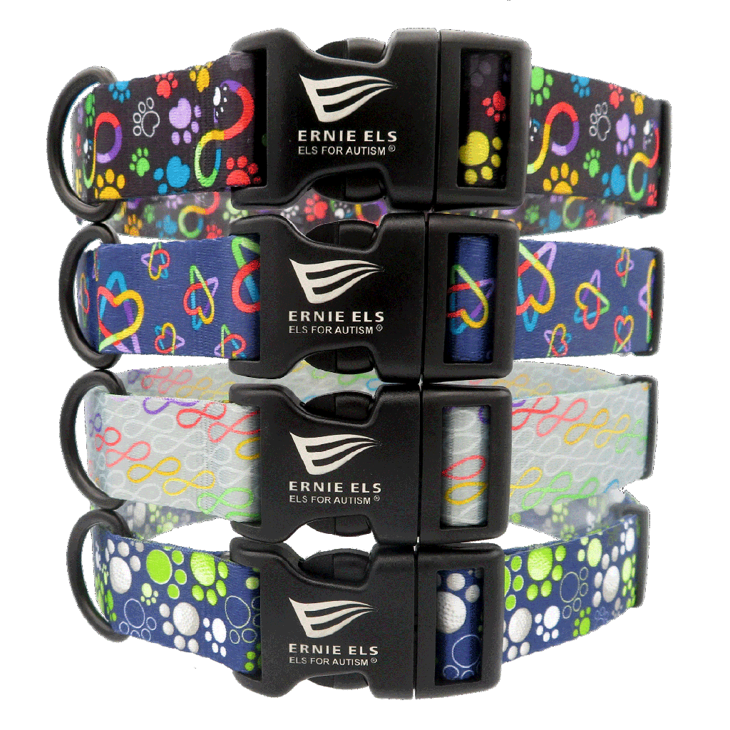 ERNIE ELS Collar Navy Hearts & Autism Medium