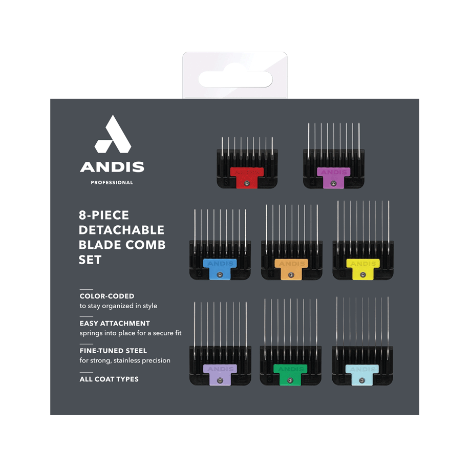 ANDIS Comb Set Stainless Steel - 8pc