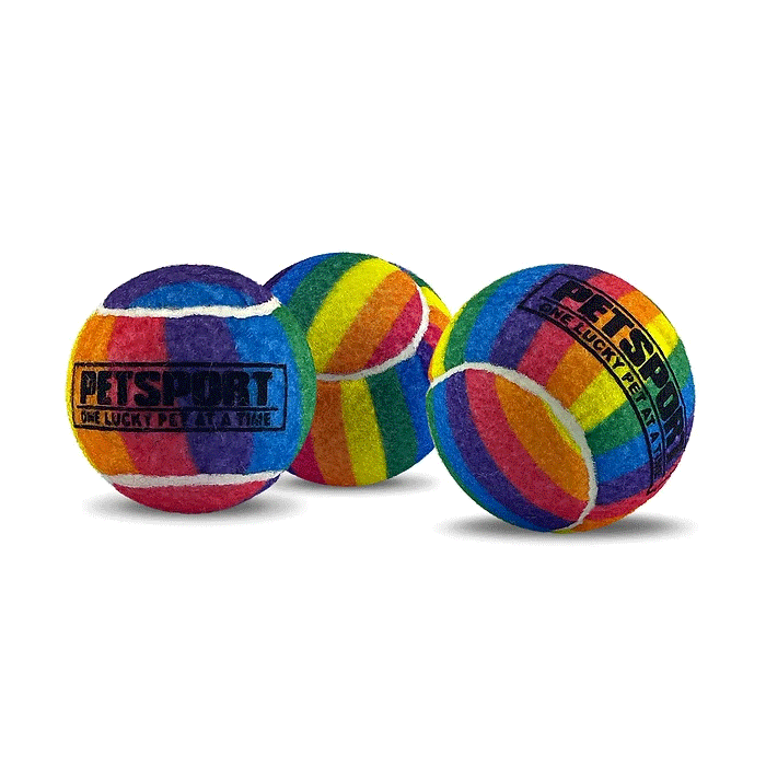 PETSPORT Rainbow Squeak Ball 2.5" 3pk