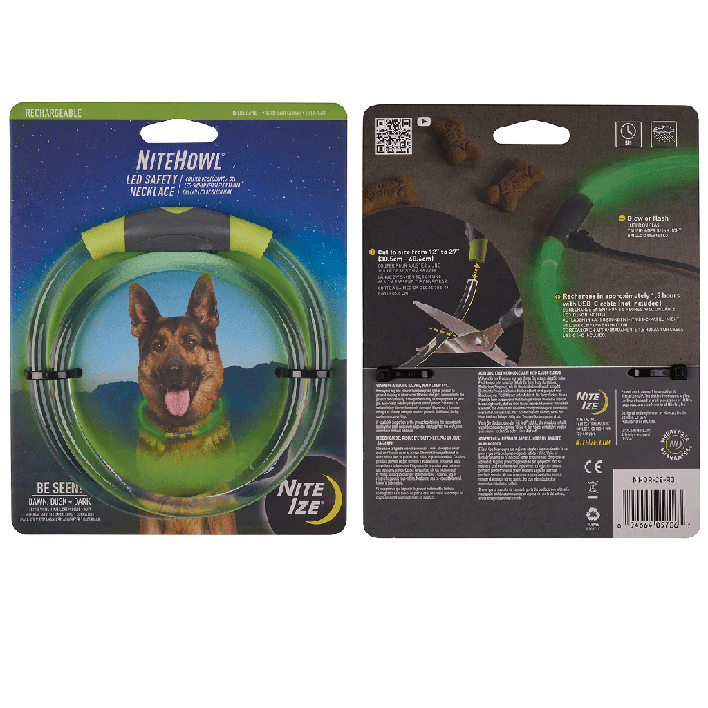 NITE IZE NiteHowl LED Safety Necklace Rechargeable Green