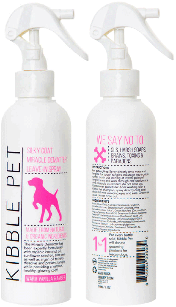 KIBBLE PET Silky Coat Miracle Dematter Leave-in Spray Vanilla 7.1oz