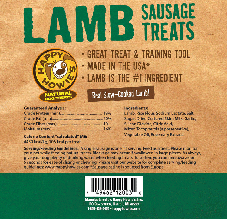 HAPPY HOWIE'S Baker's Dozen Lamb Sausage Treats 4"