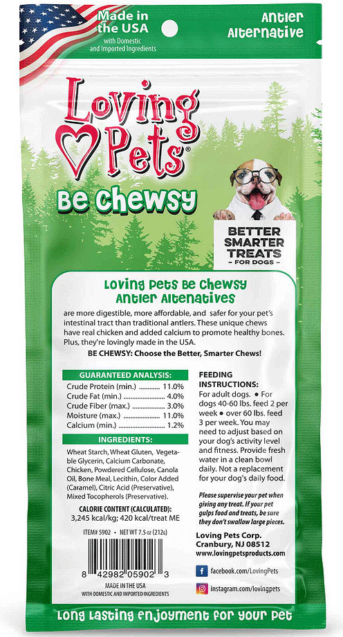 LOVING PETS Be Chewsy Antler Alternative Chews 2pk