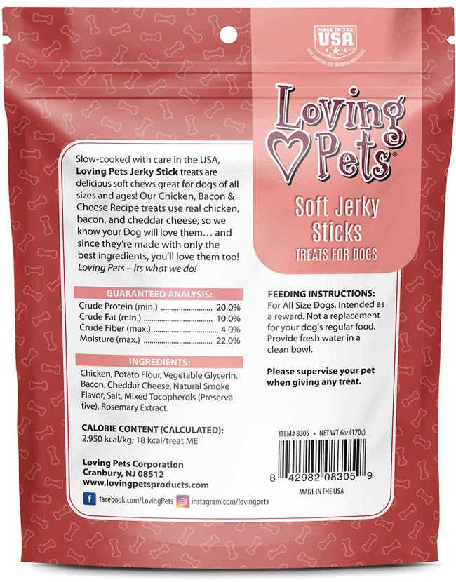 LOVING PETS Jerky Bacon & Cheese Sticks 6oz