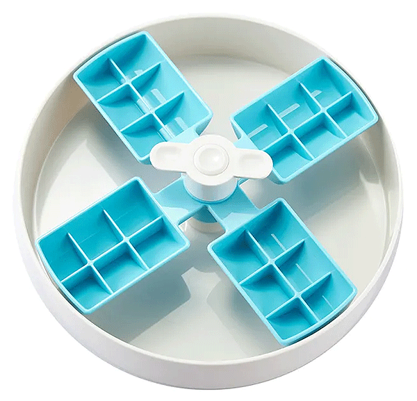 PetDreamHouse SPIN Slow Feeder Pet Bowl Windmill Blue