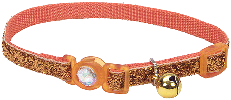 *COASTAL Safe Cat Fashion Collar 3/8 x 8-12 Inch - Orange Glitter