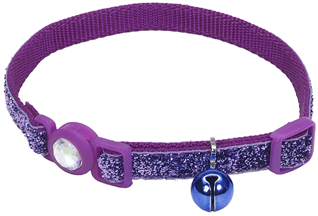 COASTAL Safe Cat Fashion Collar 3/8 x 8-12 Inch - Purple Glitter