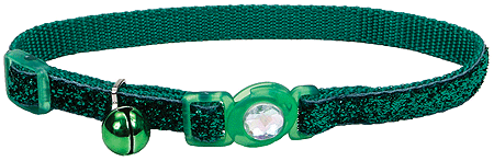 COASTAL Safe Cat Fashion Collar 3/8 x 8-12 Inch - Green Glitter