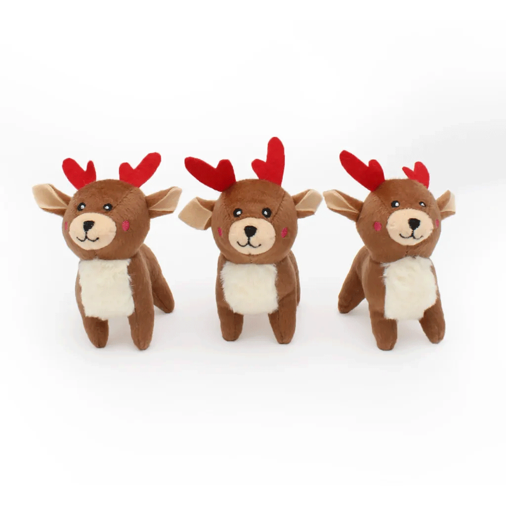 ZIPPY PAWS Holiday Miniz 3-Pack Reindeer