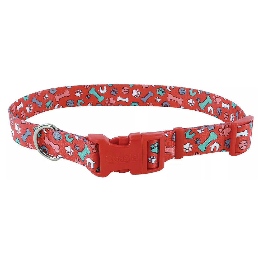 PET ATTIRE Styles Adjustable Collar 3/4 x 14-20 Red Bone