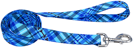 PET ATTIRE Styles Dog Leash 1 x 6ft Plaid Bones