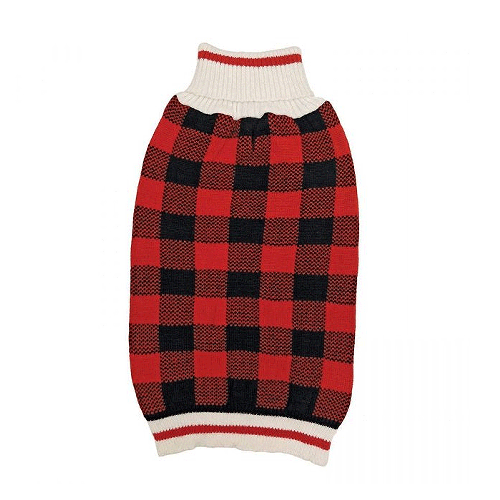 *FASHION PET Plaid Sweater S Red/Black