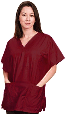 *STYLIST WEAR Scrub Top Crinkle Nylon Burgundy L