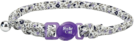 COASTAL Safe Cat Round Fashion Collar 3/8" x 8-12" Purple Floral