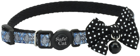 COASTAL Safe Cat Embellished Fashion Collar 3/8" x 8-12" Black Diamond