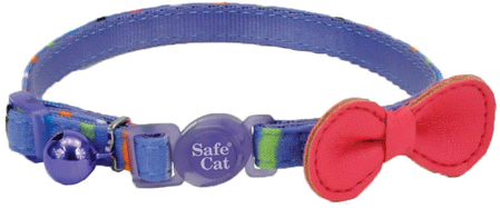 COASTAL Safe Cat Embellished Fashion Collar 3/8" x 8-12" Stripe Blue