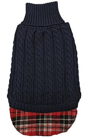 *FASHION PET Un-Tucked Cable Sweater Navy S