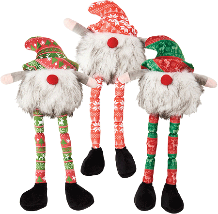 *ETHICAL/SPOT Holiday Gnomes Long Leg Dog Toy 21" Asst