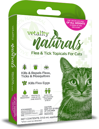 *TEVRA Vetality Naturals Flea & Tick Topical for Cats 3pk