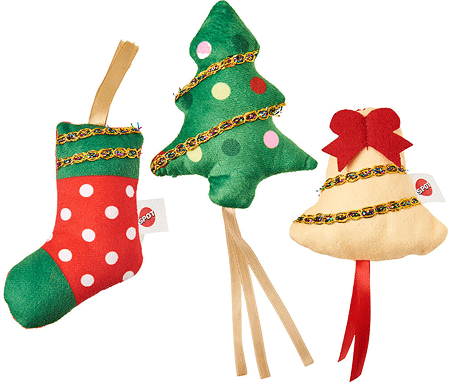 *ETHICAL/SPOT Holiday Festive Catnip Cat Toy Asst 4"