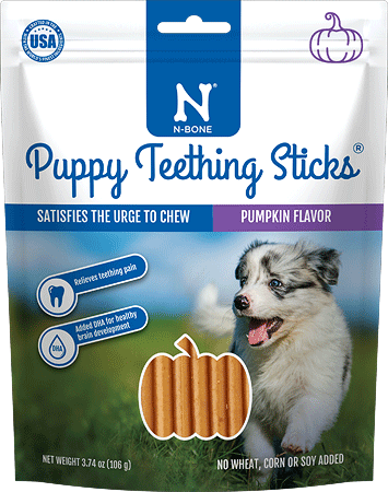 N-BONE Puppy Teething Sticks Pumpkin 17ct