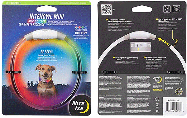 NITE IZE NiteHowl LED Safety Necklace Rechargeable Mini Disc-O-Select