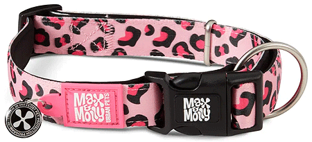 MAX&MOLLY Smart ID Dog Collar Pink Leopard S 11-18"