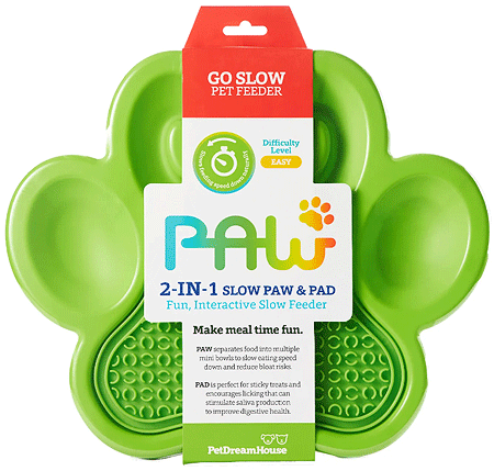 PetDreamHouse PAW 2-in-1 Lick Pad w/Slow Feeder Green