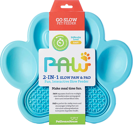 PetDreamHouse PAW 2-in-1 Lick Pad w/Slow Feeder Blue