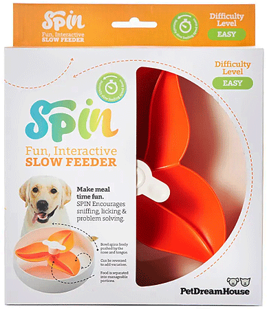 *PetDreamHouse SPIN Slow Feeder Pet Bowl Bougainvillea Orange