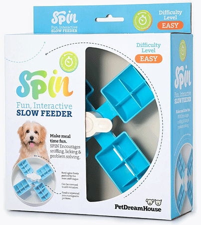 *PetDreamHouse SPIN Slow Feeder Pet Bowl Windmill Blue