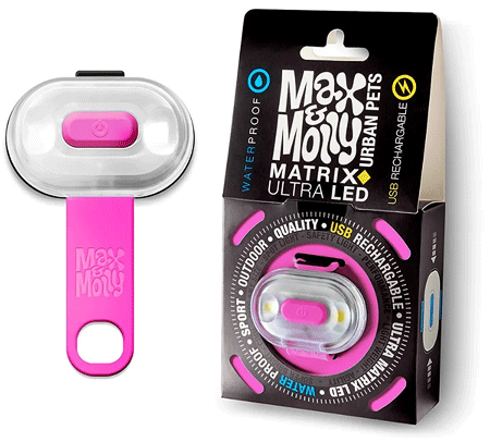 MAX&MOLLY Ultra Bright LED Pet Light (Hangtag Pkg) Pink