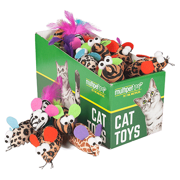 MULTIPET Safari Feather Mice Cat Toys 25ct