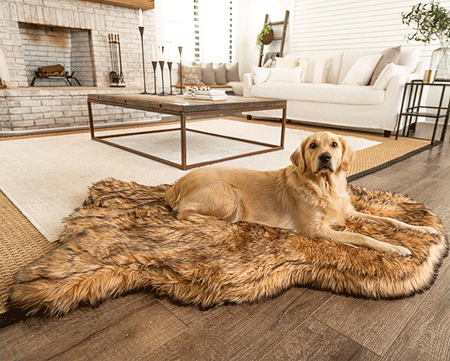 *PAW PupRug Faux Fur Orthopedic Dog Bed Curve Sable Tan L/XL