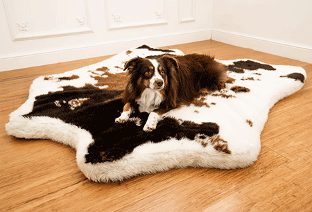 *PAW PupRug Animal Print Memory Foam Dog Bed Brown Faux Cowhide Junior