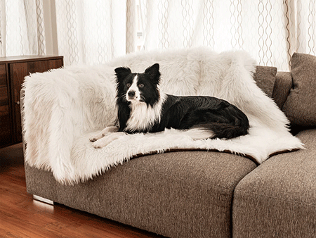 PAW PupProtector Waterproof Throw Blanket Faux Fur Polar White Original