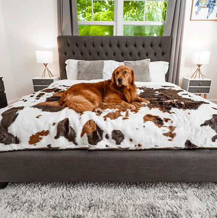 *PAW PupProtector Waterproof Throw Blanket Brown Faux Cowhide Large