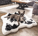 PAW PupRug Animal Print Memory Foam Dog Bed Black Faux Cowhide Junior