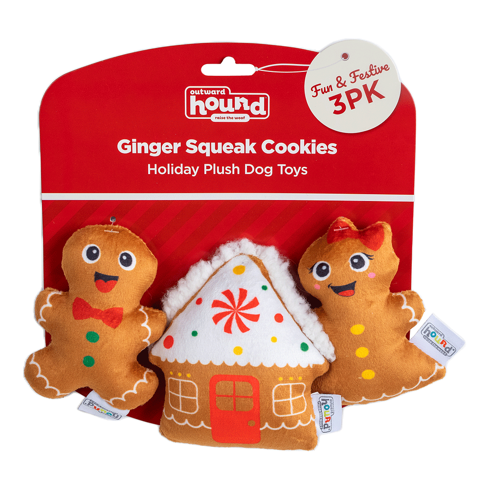 OUTWARD HOUND Holiday Ginger Squeak Cookies 3pk