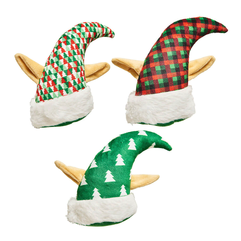 ETHICAL/SPOT Holiday Elf Hat Dog Toy Asst 6"