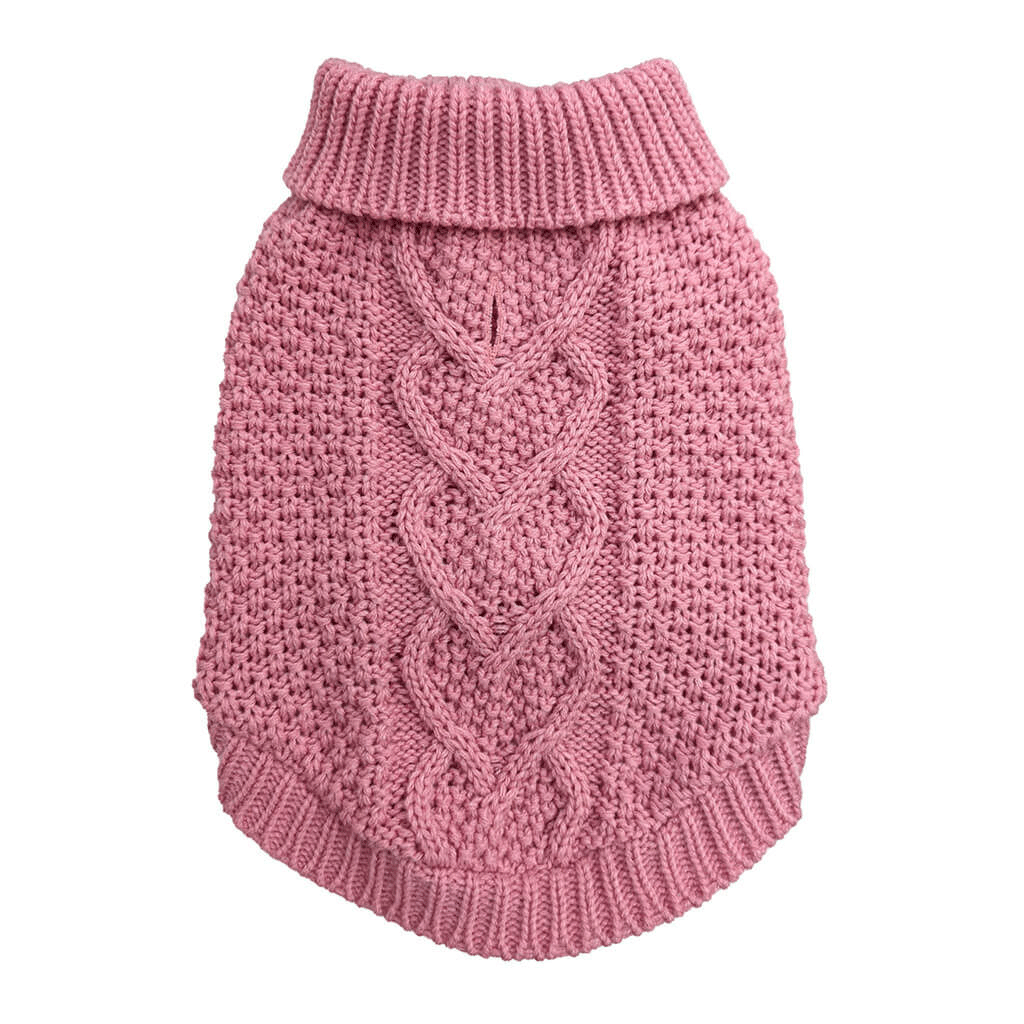 *FASHION PET Chunky Heart Sweater Pink L