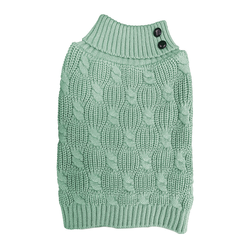 *FASHION PET Textured Cable Sweater Sage L